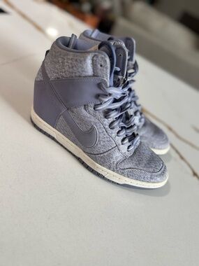 Iconic Nike Sky Hi Dunks, Hidden Wedge Sneakers, Size 7.5